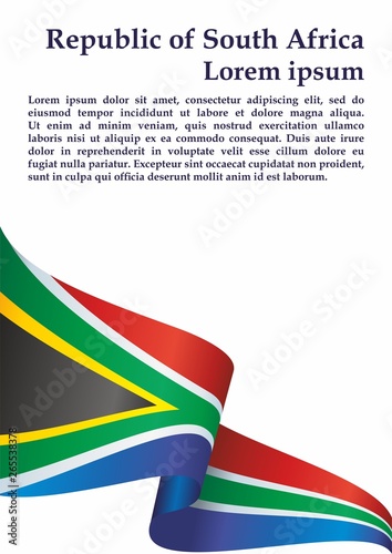 Flag of South Africa, Republic of South Africa. Template for award design, an official document with the flag of South Africa. Bright, colorful vector illustration.