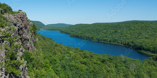 Lake of the Clouds landscape - sunny summer day in the Porcupine Mountains Wilderness State Park