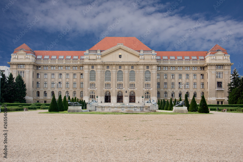 Building of the university in Debrecen, Hungary in summer