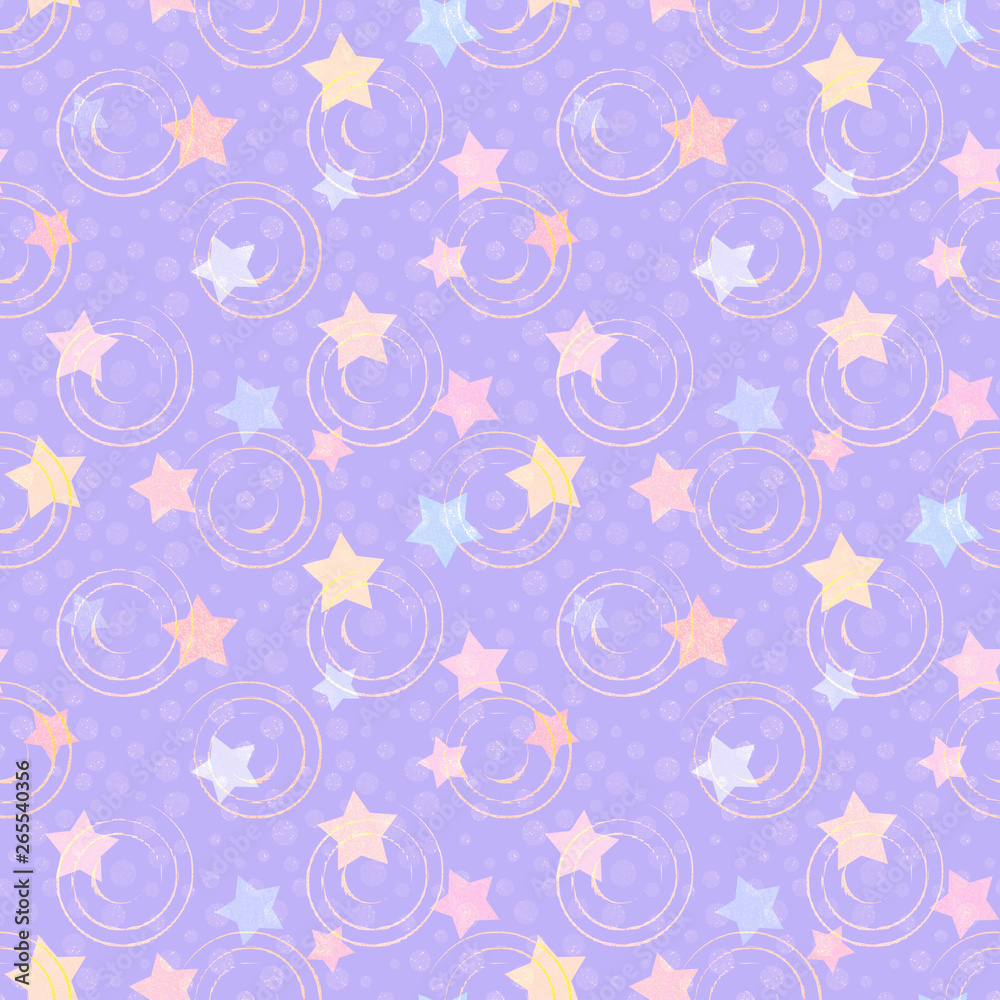 Illustrated pale pattern with stars and spirals Illustrated pale pattern with stars and spirals