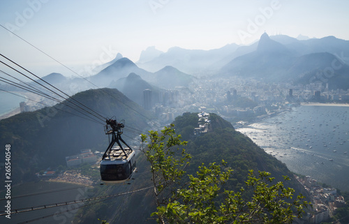 Rio de Janeiro, Brazil - Aerial view of sugar loaf cable car