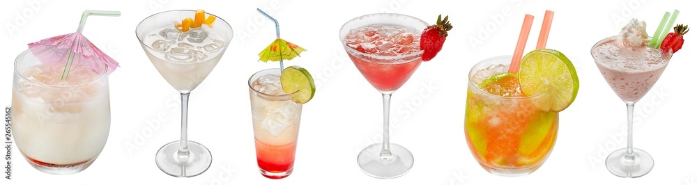 Set of cocktails isolated on white Set of cocktails isolated on white