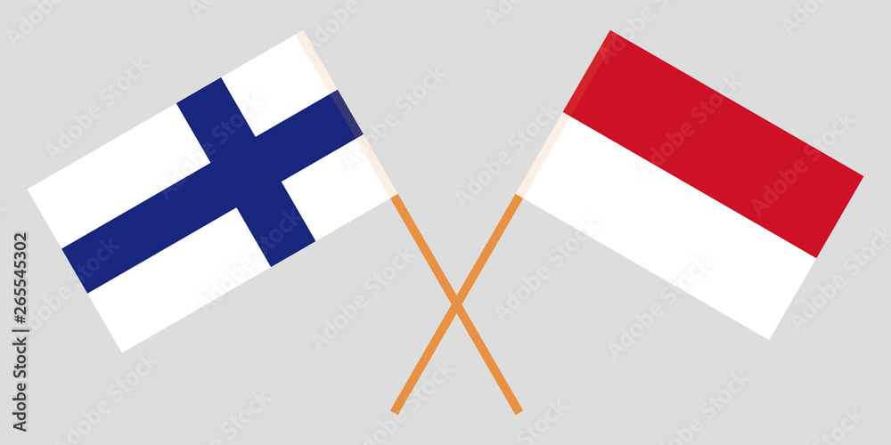 Indonesia and Finland. The Indonesian and Finnish flags. Official colors. Correct proportion. Vector