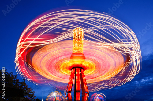 Spinning chain swing ride at Puyallup Fair, Puyallup, Washington, United States
