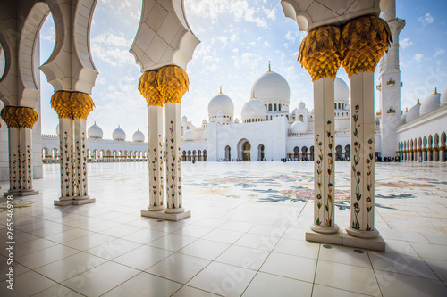 Ornate columns of Sheikh Zayed Grand Mosque, Abu Dhabi, United Arab Emirates photo