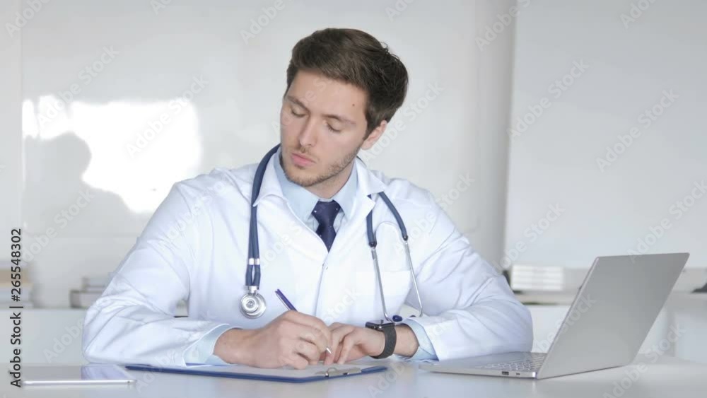 Doctor Writing Prescription for Patient, Medical Documents Doctor Writing Prescription for Patient, Medical Documents