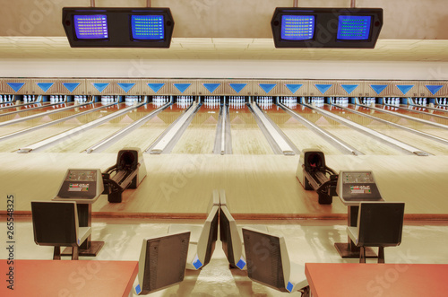 Empty lanes in bowling alley
