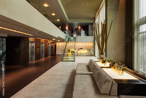 Lounge area in hotel lobby