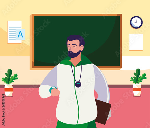 sports teacher in the classroom