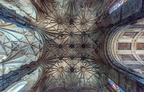 Low angle view of ornate ceiling in Church of Santa Maria, Lisbon, Lisbon, Portugal photo