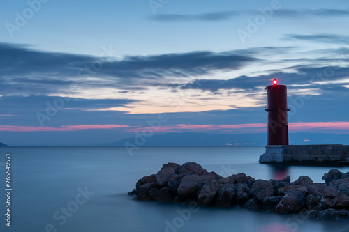 Red lighthouse of Cres on a sunny evening in spring