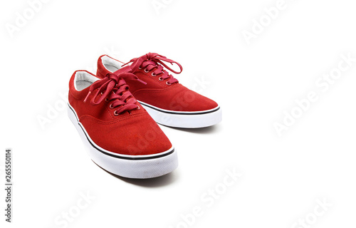 A pair of Red canvas shoes isolated on white