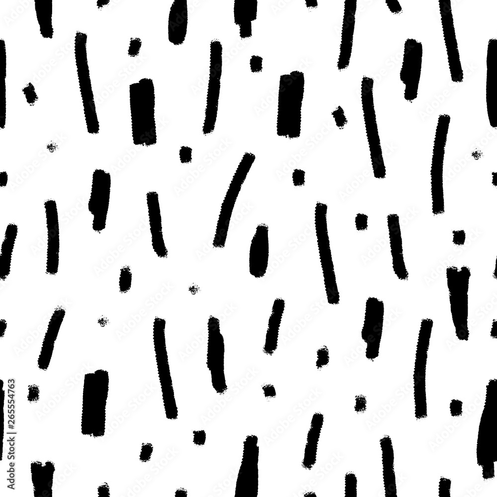 Hand drawn black and white brush stroke seamless pattern. Hand drawn black and white brush stroke seamless pattern.