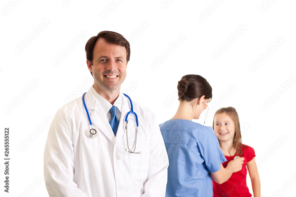 Doctor and Nurse Examining a Little Girl - Medical Healthcare Doctor and Nurse Examining a Little Girl - Medical Healthcare