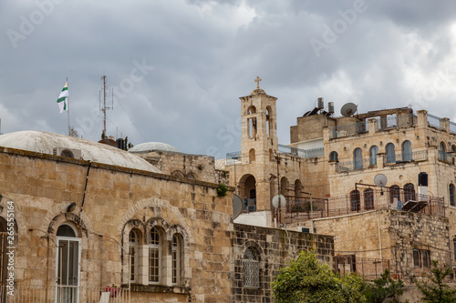 Residential homes in the Old City during a cloudy day. Taken in Jerusalem, Israel.