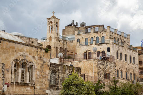 Residential homes in the Old City during a cloudy day. Taken in Jerusalem  Israel.
