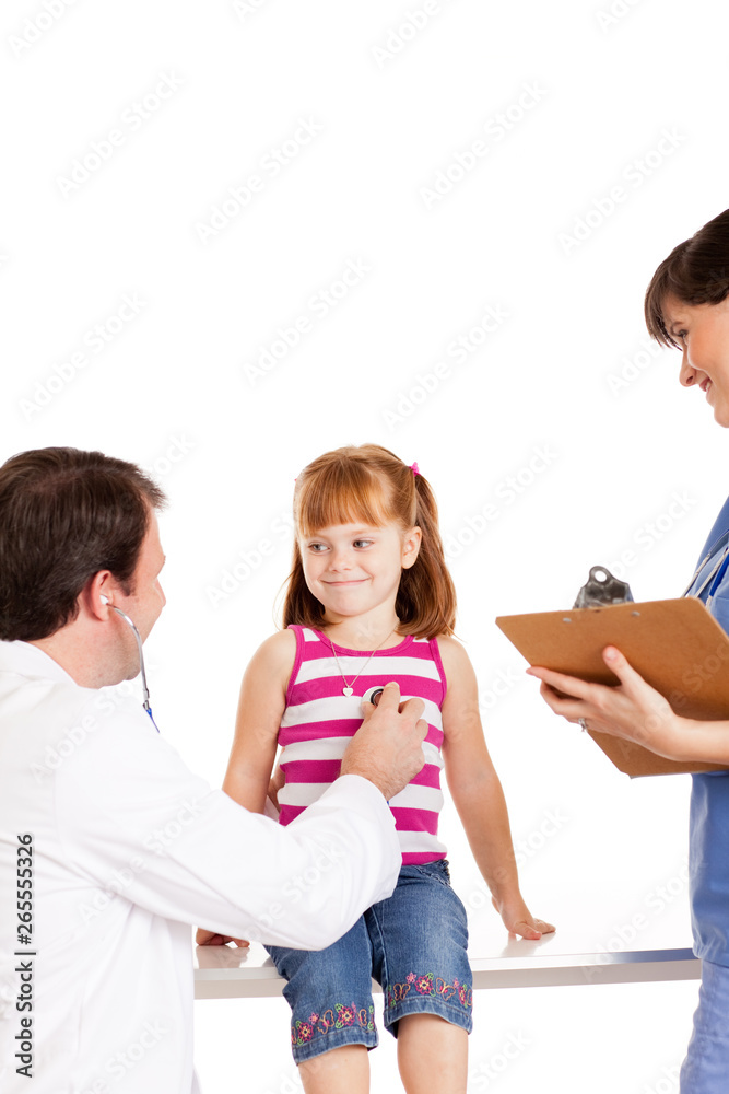 Doctor and Nurse Examining a Little Girl - Medical Healthcare Doctor and Nurse Examining a Little Girl - Medical Healthcare