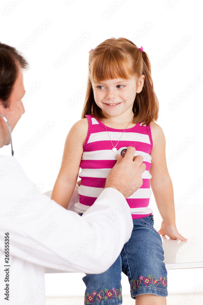 Happy Doctor Examining a Little Girl - Medical Healthcare Happy Doctor Examining a Little Girl - Medical Healthcare