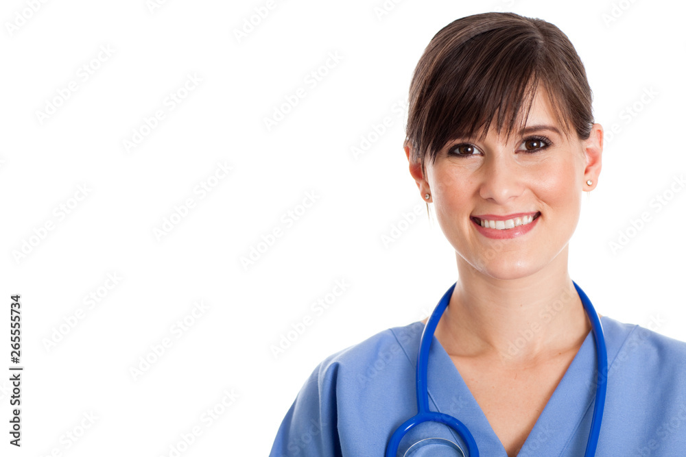 Happy Nurse in Scrubs Ready for Work - Medical Healthcare Happy Nurse in Scrubs Ready for Work - Medical Healthcare