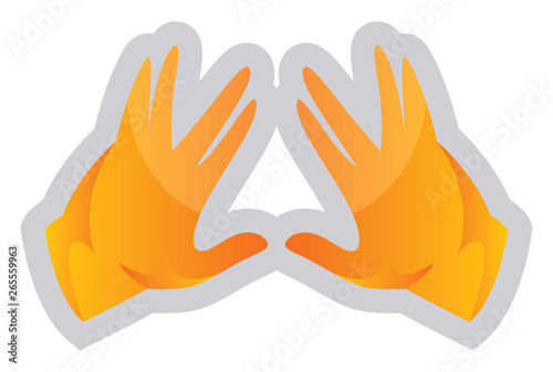 Simple vector illustration on a white background of a yellow Kohen Hands