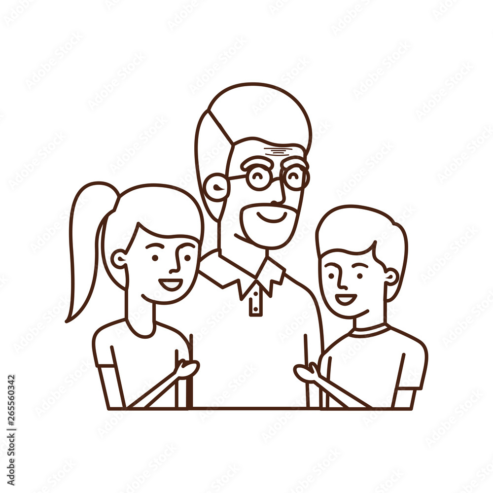 grandfather with children avatar character