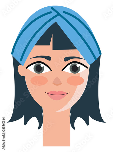 Beautiful girl with blue headband vector illustration