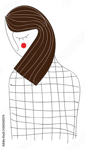 Drawing of a brunette woman vector illustration
