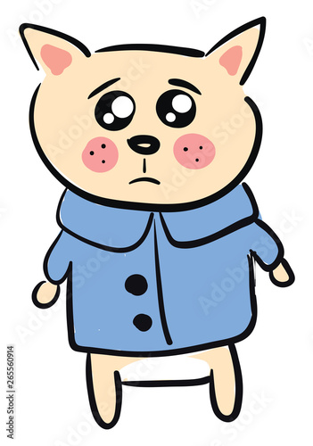 Sad cat illustration vector on white background