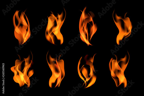 Burning flames set