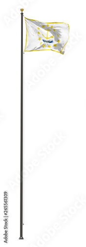 Rhode Island flag on a pole, isolated on a white background
