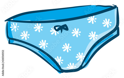 A blue floral underpants vector or color illustration