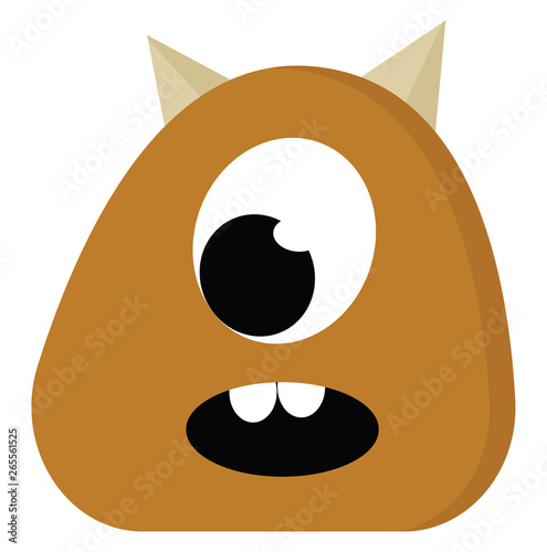 A brown monster with two horns vector or color illustration