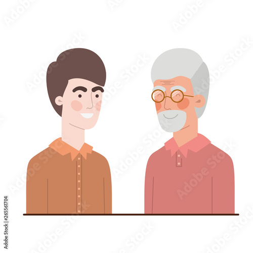 father with son talking avatar character