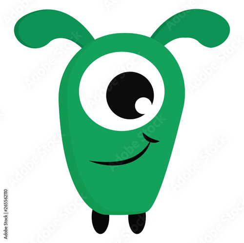 A green smiling monster vector or color illustration
