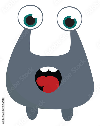 An ugly grey monster vector or color illustration