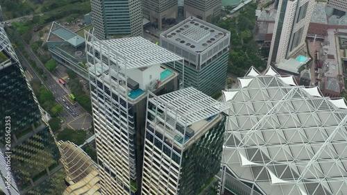 day time singapore city center famous buildings rooftop aerial panorama 4k  photo