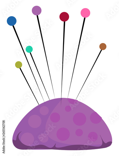 A purple pincushion vector or color illustration