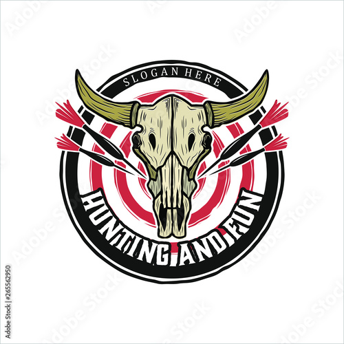 cow skull and darts vintage logo