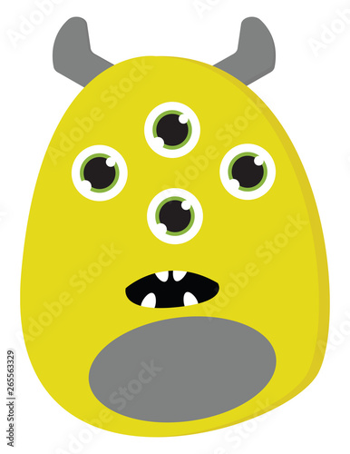 A monster in yellow and grey color vector or color illustration