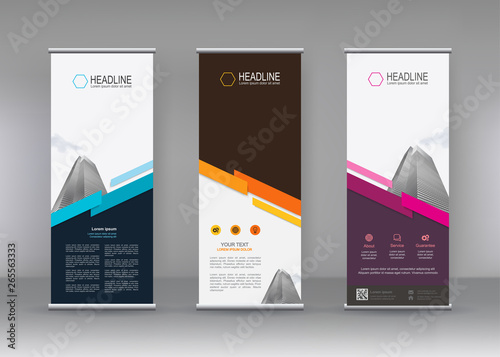 Vertical banner stand template design. can use for brochure flyer, covers ,infographics ,vector abstract geometric background, modern x-banner and flag-banner advertising design element