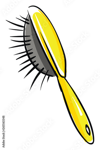 A modern yellow hairbrush vector or color illustration