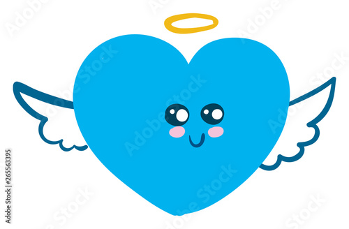 Clipart of a smart blue angel heart vector or color illustration