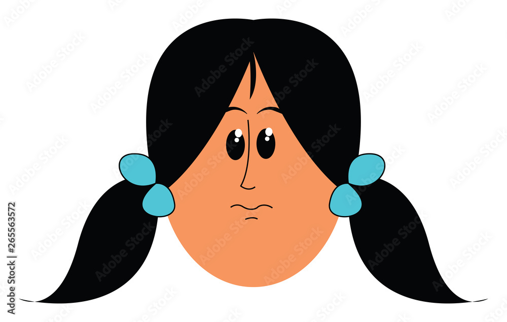 Cartoon face of a girl in two side ponytails hairstyle vector or color  illustration Stock Vector | Adobe Stock