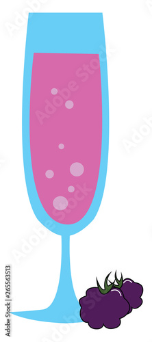 Painting of glassware filled with berry juice vector or color illustration