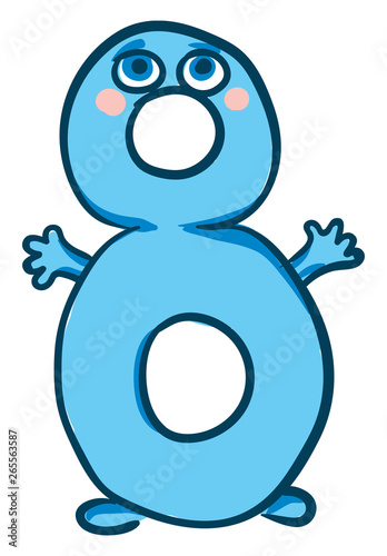 Emoji happy number 8 or eight vector or color illustration