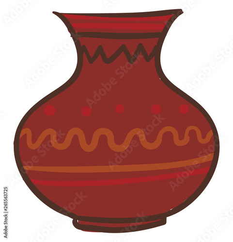 Painting of a large brown earthen jug vector or color illustration