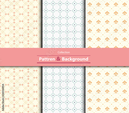 Collection of Retro different vector seamless patterns tiling