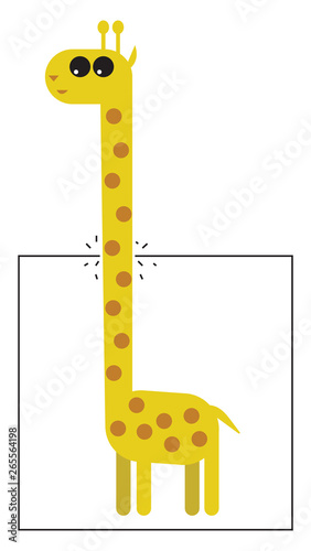 A giraffe trying to break and come out of the rectangular piece vector or color illustration