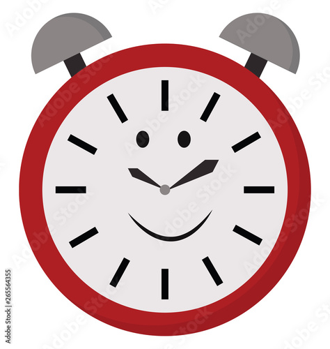 Emoji of a happy twin bell design analog alarm clock vector or color illustration