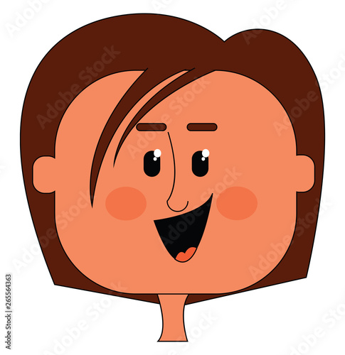 Cartoon funny happy girl's face vector or color illustration